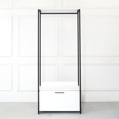 White Closet - 2X Thicker , Heat Wood And Metal Walk-In One Drawer, Powder Coated Structure Durability, Extra Deep Storage, Water & Feature, Stain Scratch Surface, E0 Ecological Board, Edge Binding,