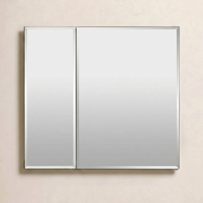 CLC Aluminum Two-Door Medicine Cabinet With Mirrored Doors, Beveled Edges