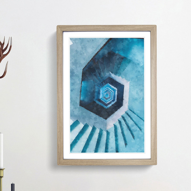 Endless Staircase - Single Picture Frame Painting on MDF, Oak Framed, 33cm H x 24cm W x 2cm D