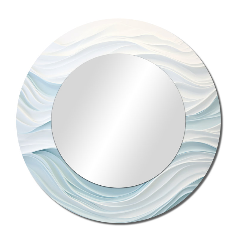 Miroir rond en marbre bleu et blanc Simplicity Wave_MTMIR109503, 36 po x 36 po