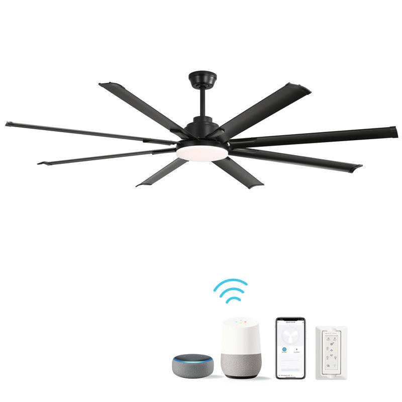 Modern Large Design Ceiling Fans With Smart Remote Control 8 Fan Blades For Living Room, 72" Wide