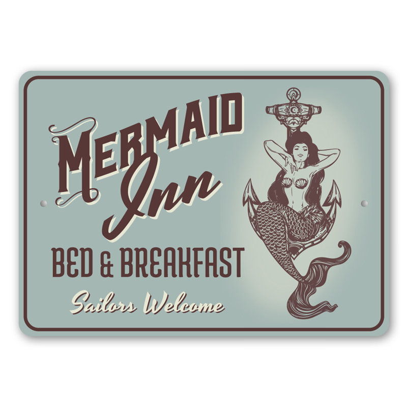 Mermaid Inn Sign, 10" H x 14" x 0.04" D