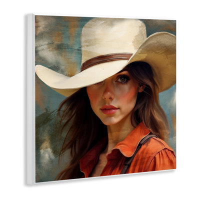 Plaque murale «Cowgirl Gaze Beneath Hat» par Kim Allen