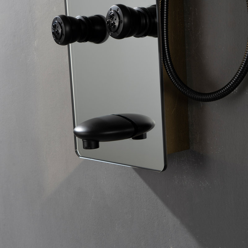 4-way Diverter Shower Tower Panel System with Adjustable Shower Head, Black Gold