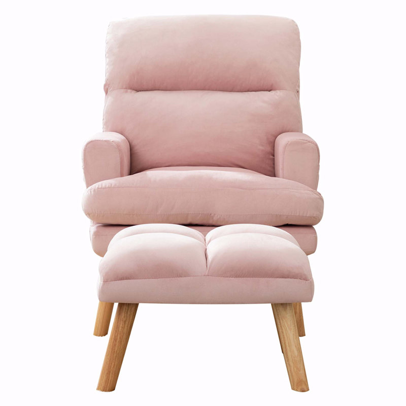 Fauteuil et repose-pieds Gesualdo, Velours rose
