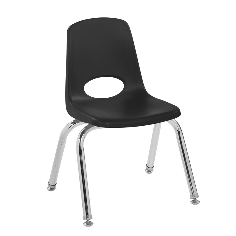 Chaise de classe empilable, 12", Noir, Pivotant et oscille