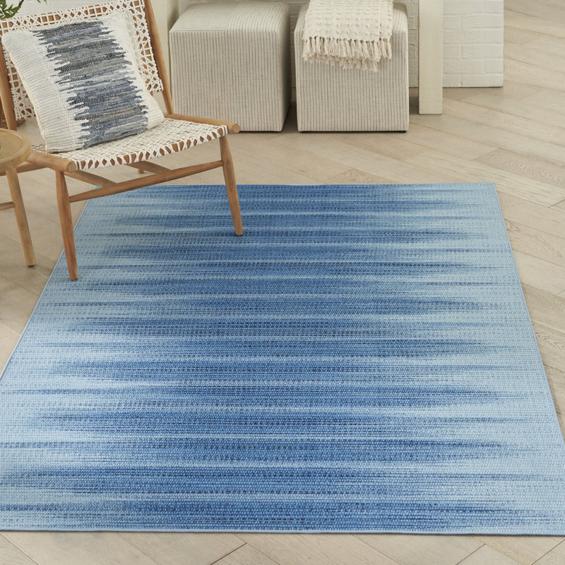 Highland Dunes Vintage Home Blue Modern Indoor Rug, Rectangle 6 pi x 9 pi