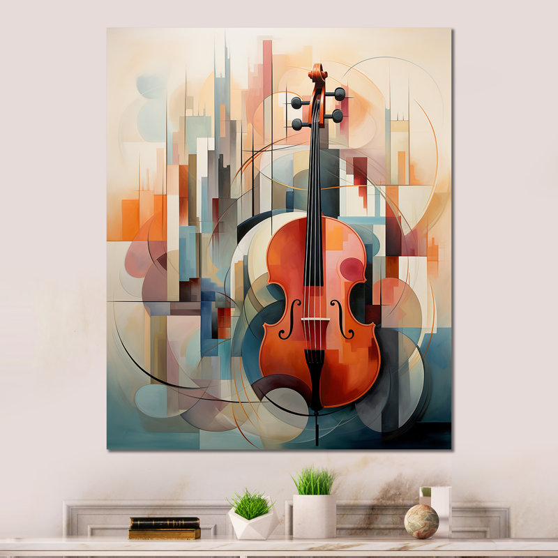 «Cubic Music Violin Sonata» sur métal, H 20 po x l 12 po x P 1 po