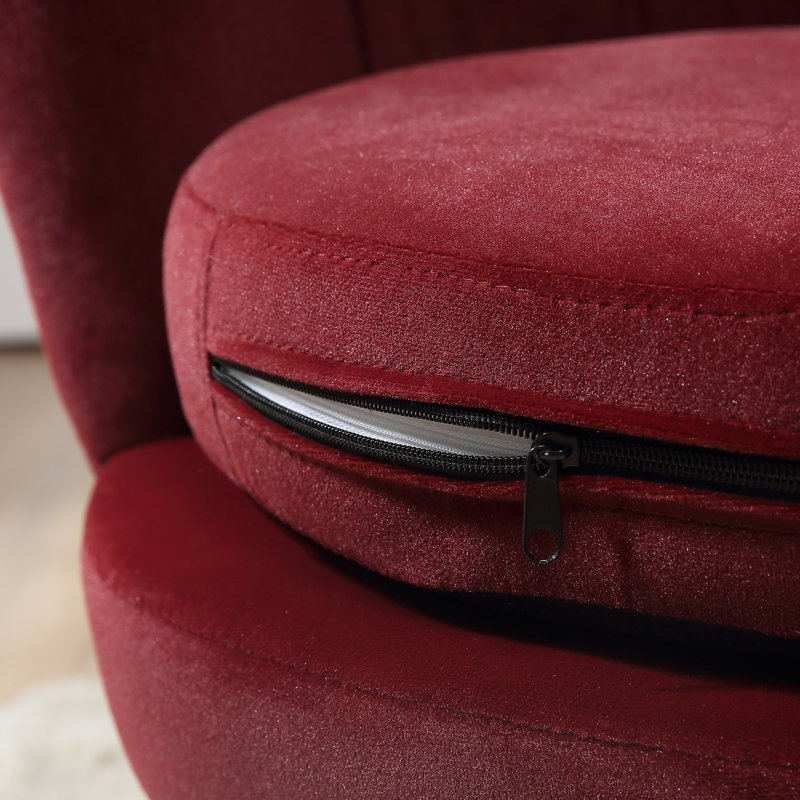 Upholstered Barrel Chair, Red Velvet