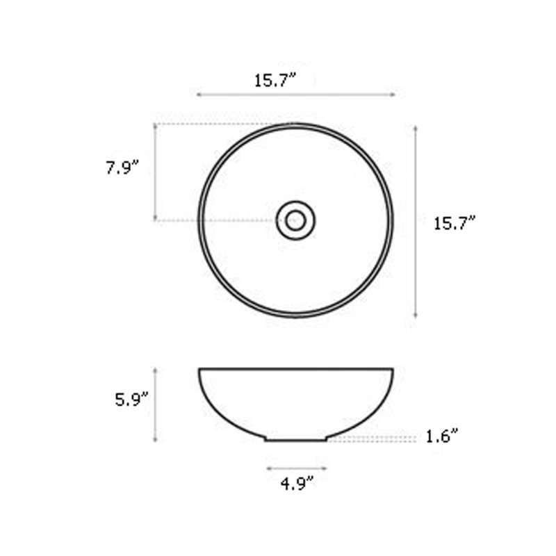 Secret Bath 15.7'' Black Porcelain Circular Bathroom Sink