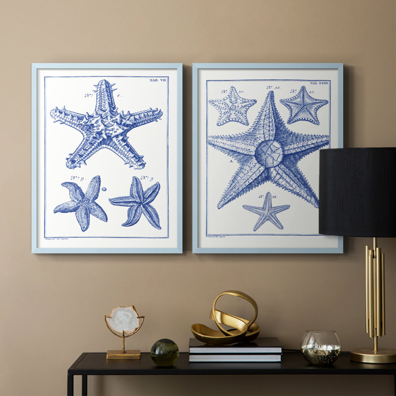 Impression encadrée Blue Sea Stars V-Premium - prête à être accrochée - aucun clou requis - aucun clou requis, Bleu