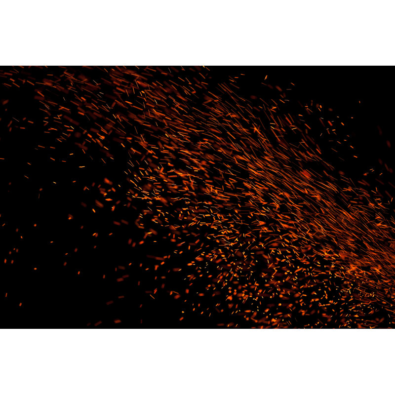 Étincelles de feu isolées par Sankai, H 12 po x l 18 po