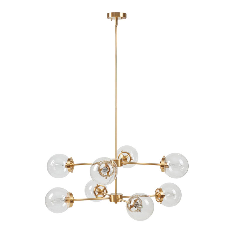 Lustre en métal 8 lumières avec ampoules sphériques dorées / transparentes Voir ci-dessous