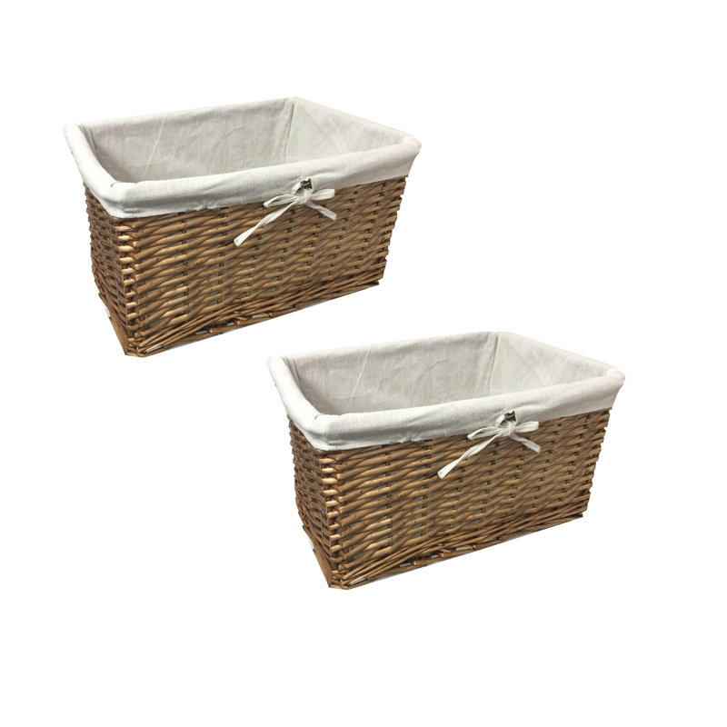 Brambly Cottage Wicker Decorative Basket, 12cm H x 32cm W x 22cm D, Oak