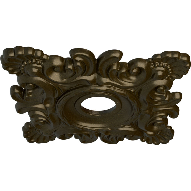 Médaillon de plafond Endurathane Crawley, l 18 po x H 18 po x P 3 1/4 po x P 1 1/2 po (convient aux auvents jusqu'à 6 3/4 po), fini or vert peint à la main