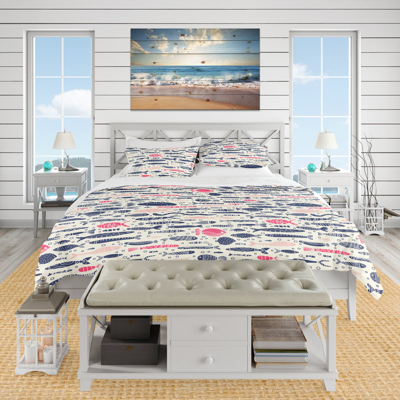 Ensemble de housse de couette Vintage Beige Minimalisme, Housse de couette double / grand et 2 taies