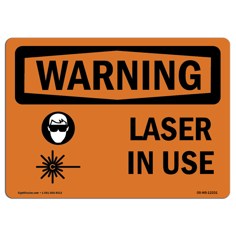 Panneau d'avertissement Osha - laser utilisé avec le symbole, H 18 po x l 24 po x P 0,1 po