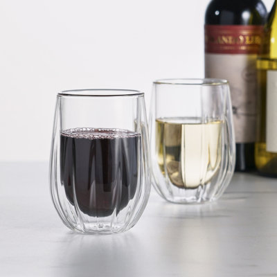 Double-Walled Stemless Wine Glasses