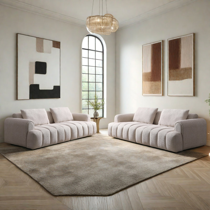 Canapé 100% moderne 4 places Boucle, Beige Boucle