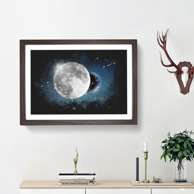 Earth Behind The Moon Paint Splash - Picture Frame Graphic Art