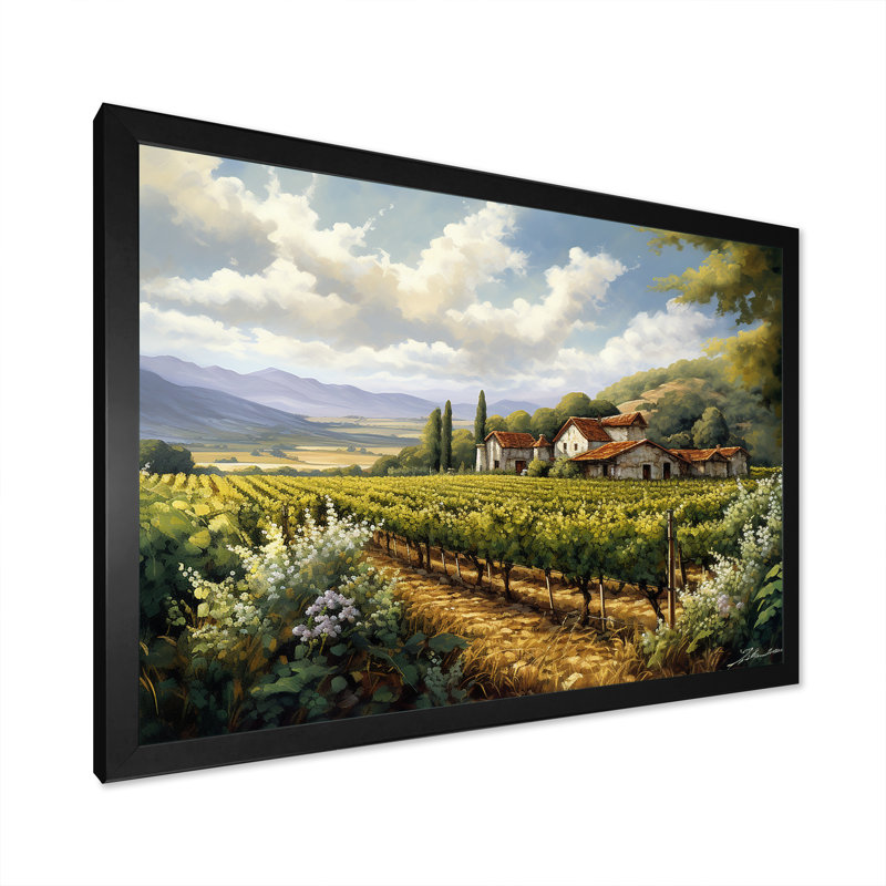 Vineyard Charm Landscape I - Vineyard Wall Art, H 30 po x l 40 po x P 1,5 po, Cadre simple noir