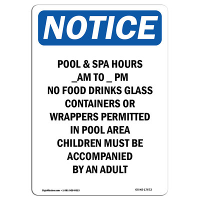 Pool and Spa Hours Sign