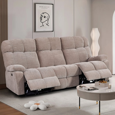 Recliner Sofa Couch , Modern Velvet Fabric 3 Seat Couch Sofa With  Usb Charge Port, For Primary Living Space , Bed Room, Office