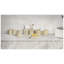 Ensemble d'accessoires de salle de bain en marbre naturel, 6 pièces de décor de salle de bain en marbre véritable beige doré avec boîte à mouchoirs, porte-savon, porte-brosse à dents et pots de rangement