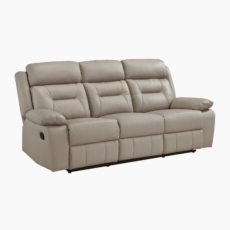 Canapé inclinable manuel en cuir Grain de 87 po Sitz, Cuir de café au lait assorti, Manuel