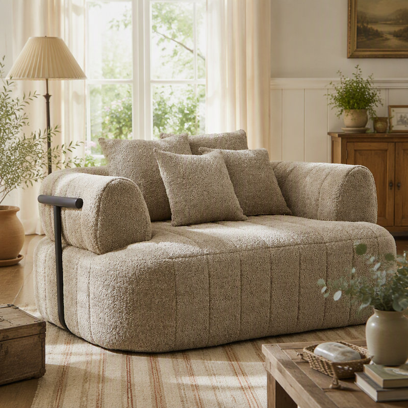Fauteuil surdimensionné de 64 po avec méridienne et siège désossé 64 po, Boucle kaki