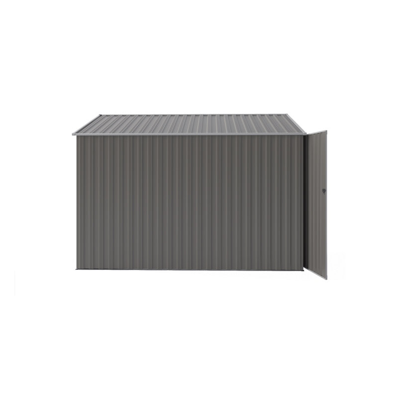 Dark Gray Metal 4*8ft Storage Shed With Smooth - Opening Single Hinge Side Door, Good Ventilation And Flexible Interior Layout For Temporary Residences Exhibitions Stable Main Frame, Windows