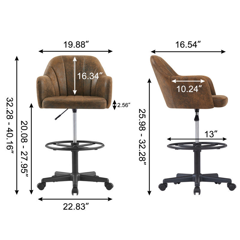 Bhavjot Swivel Adjustable Height Stool, Brown