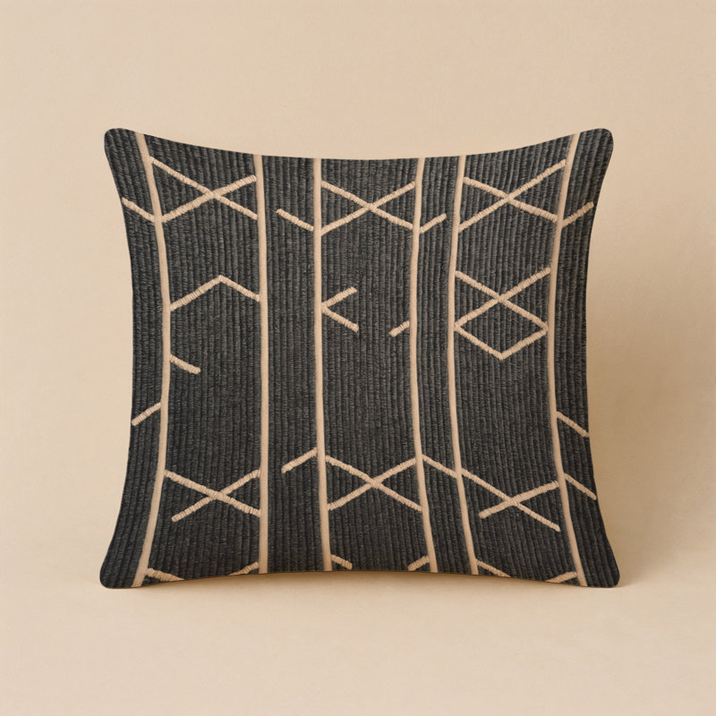 Indoor and Outdoor Throw Pillow, Square 20", Gray Trellis 213