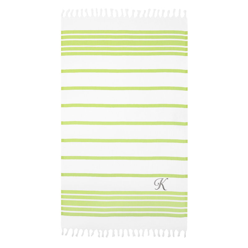 Herringbone Turkish Cotton Beach Towel, K, Pistachio/Gray