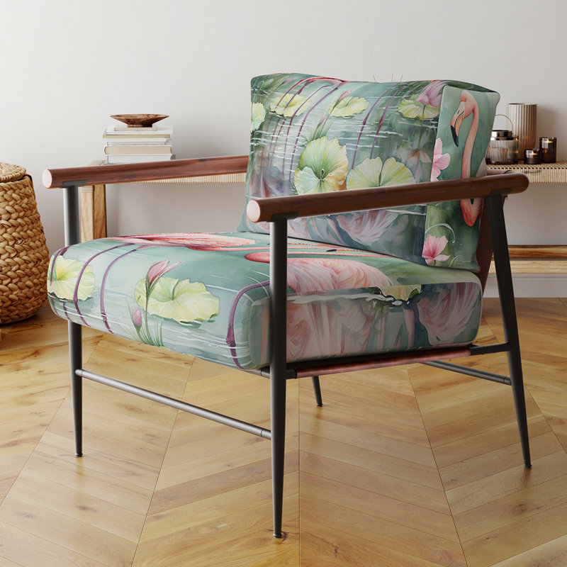 Fauteuil d'appoint rembourré Elegant Pink Flamingo Paradise, Noir