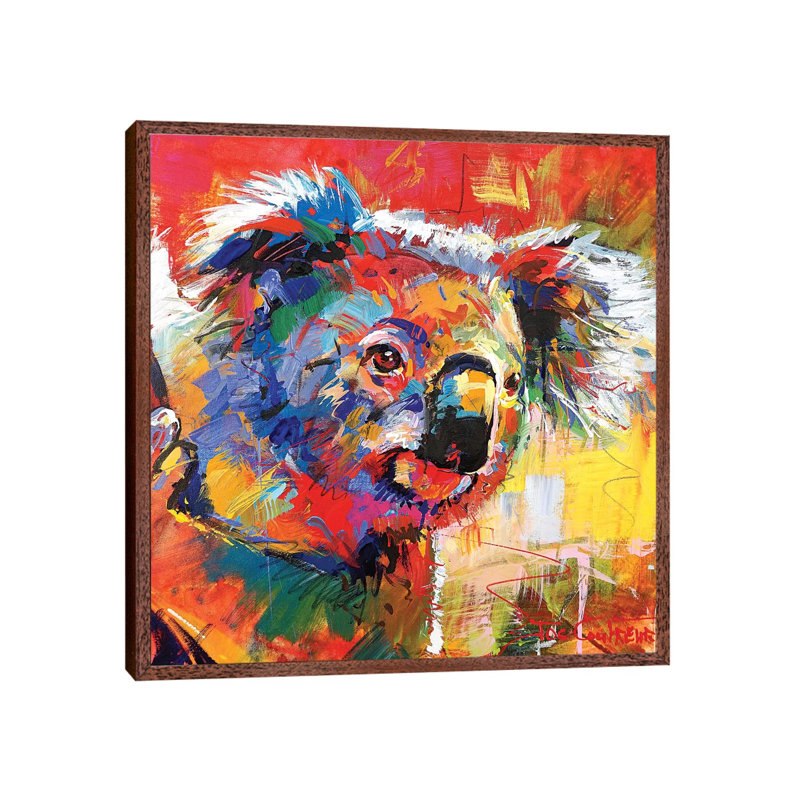 Koala XI by Jos Coufreur - Painting on Canvas, 66.04cm H x 66.04cm W x 3.81cm D, Brown Framed