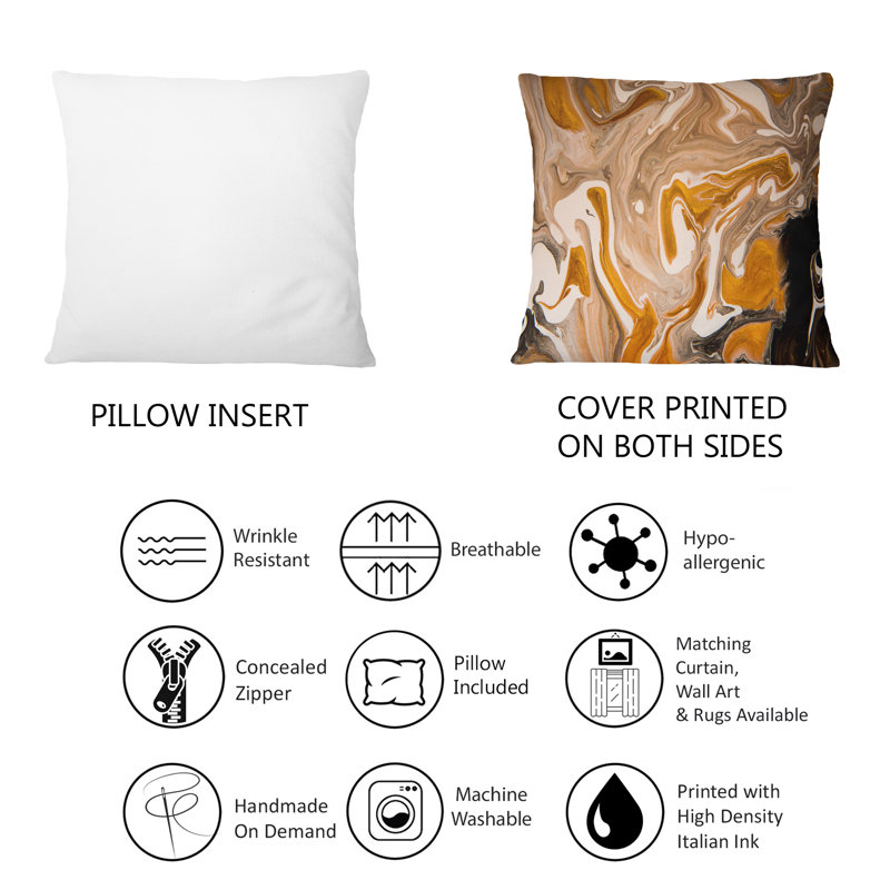 Vague brune avec taches noires et blanches - Coussin 1