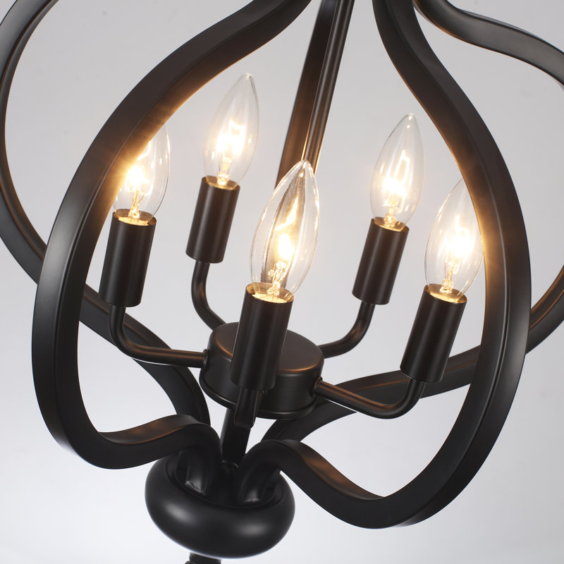 Lustre géométrique à 5 lumières à intensité variable, Noir mat