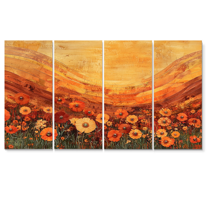 Becher - Wildflowers Wall Art - Art mural traditionnel sur toile, 4 pièces, H 28 po x l 48 po