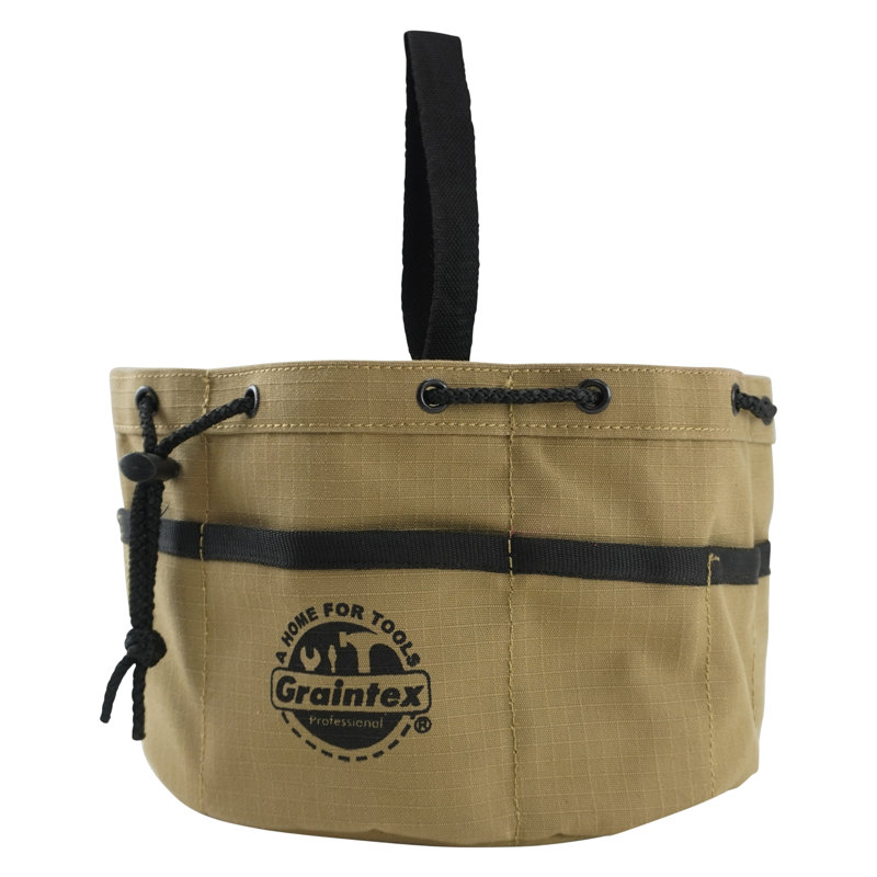 Khaki Canvas 10" Tool Grab Bag with Drawstring Closure