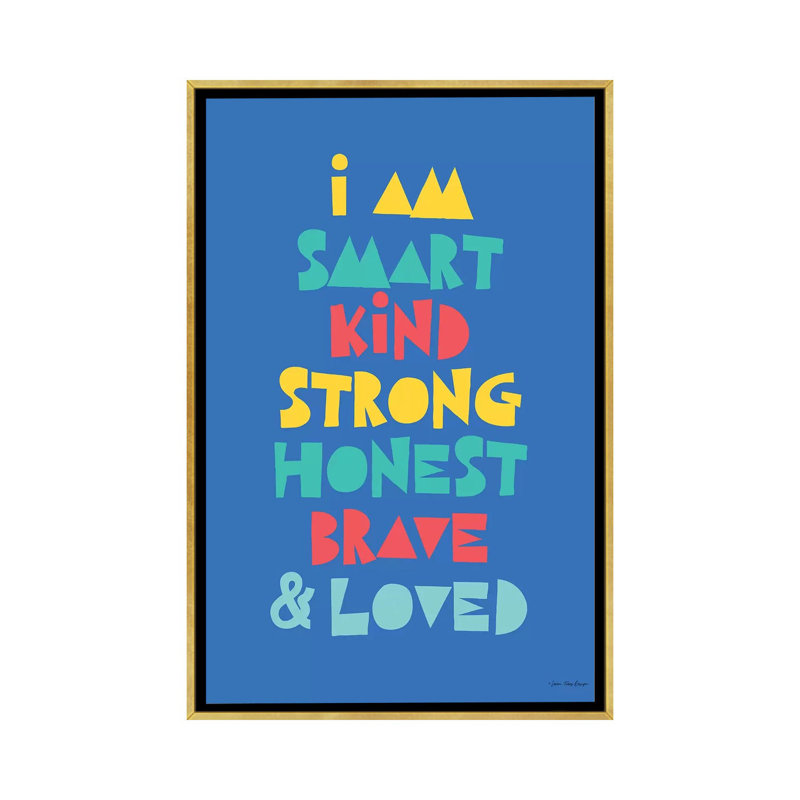 «I Am Smart…» par Seven Trees Design - impression d'art textuel, Toile encadrée d'or, H 60 po x l 40po x P 1,5 po