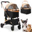 Poussette 3-en-1 à 4 roues pour animaux avec support amovible pour chiens et chats