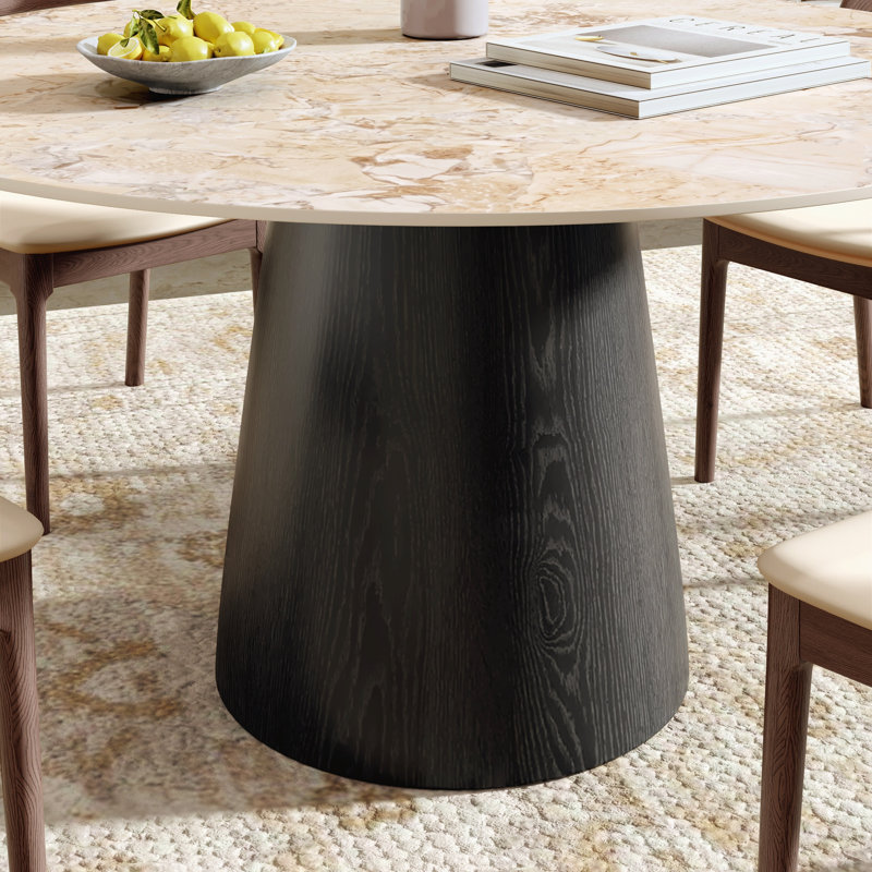 Petite table de salle à manger Bobrow, Noir, H 29,5 po x L 43,31 po x l 43,31 po, Jolie crème