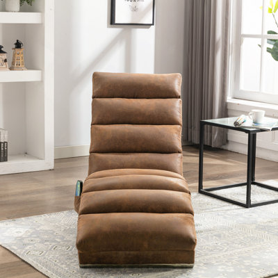 Méridienne rembourrée avec vibration pour la détente, canapé inclinable de loisirs moderne en tissu à dossier fixe pour le salon / la chambre à coucher