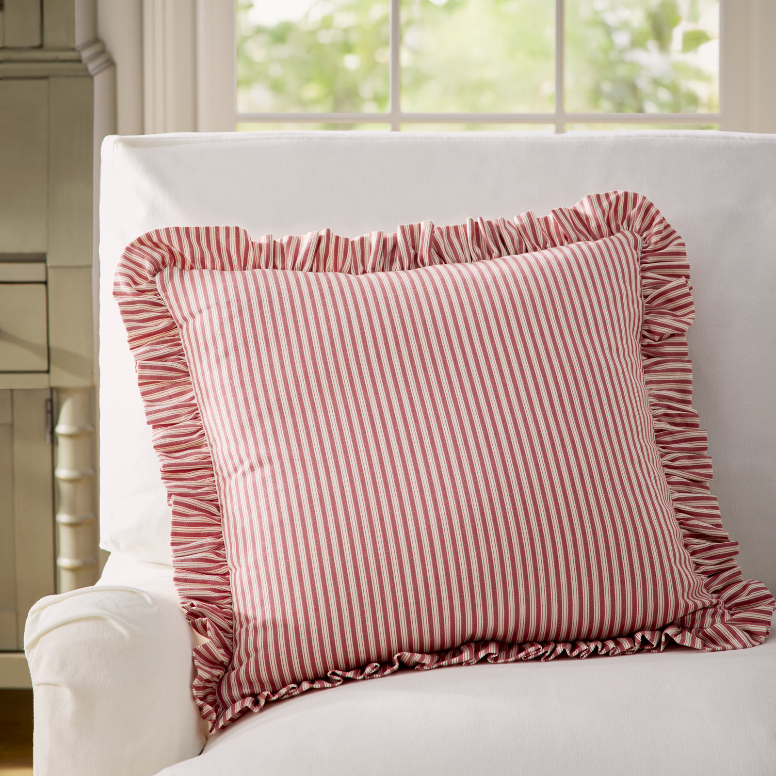 20" x 20" Cotton Throw Pillow, Polyester, Red