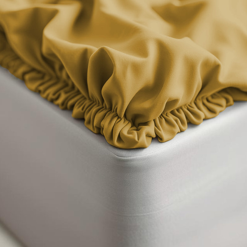 40cm Extra Deep Fitted Sheet – Soft Microfiber, Wrinkle-Free, Cooling, Elastic Corners, Super King (6'), Yellow