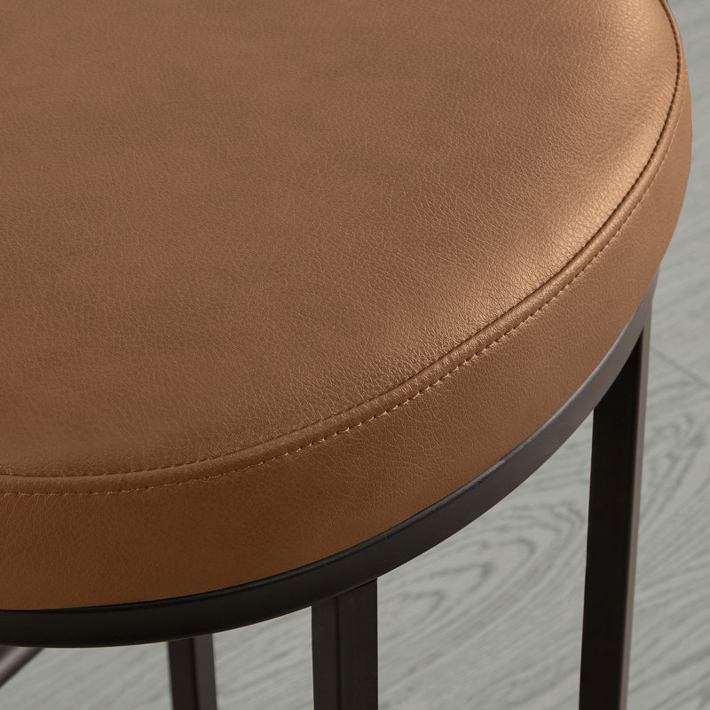 Upholstered Counter Stool with Metal Frame, Brown