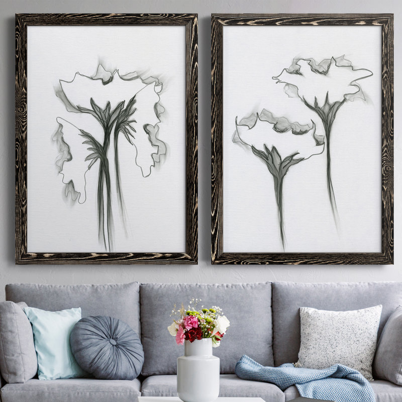 WINDSWept Poppy I - Ensemble de 2 reproductions de cadres photo sur toile, H 37,5 po x l 55 po x P 1,5 po, Cadre noir
