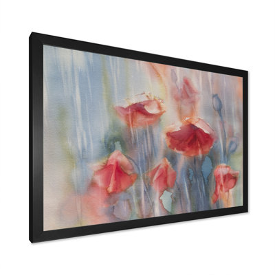 «Abstract Poppy Flowers On Rainy Day», reproduction de cadre photo sur toile