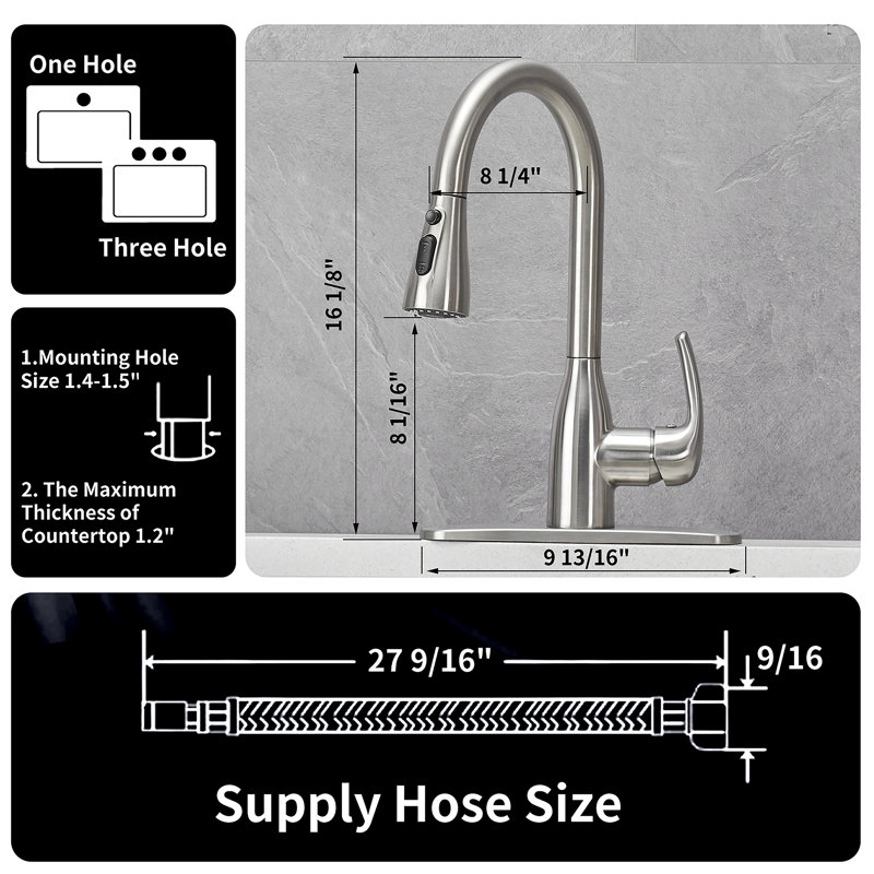 Cobbe Pull Down Kitchen Faucet, Chrome